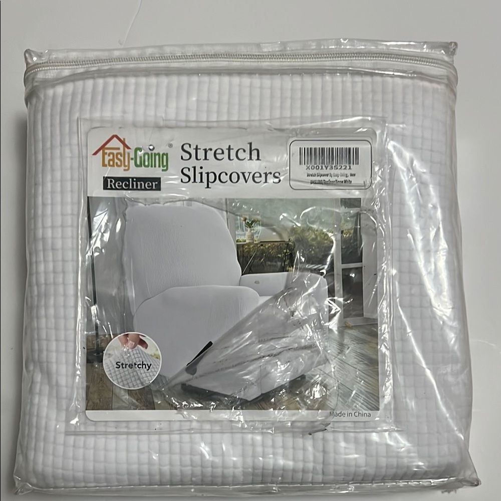 EASY GOING STRETCH SLIPCOVERS RECLINER SNOW WHITE NWT